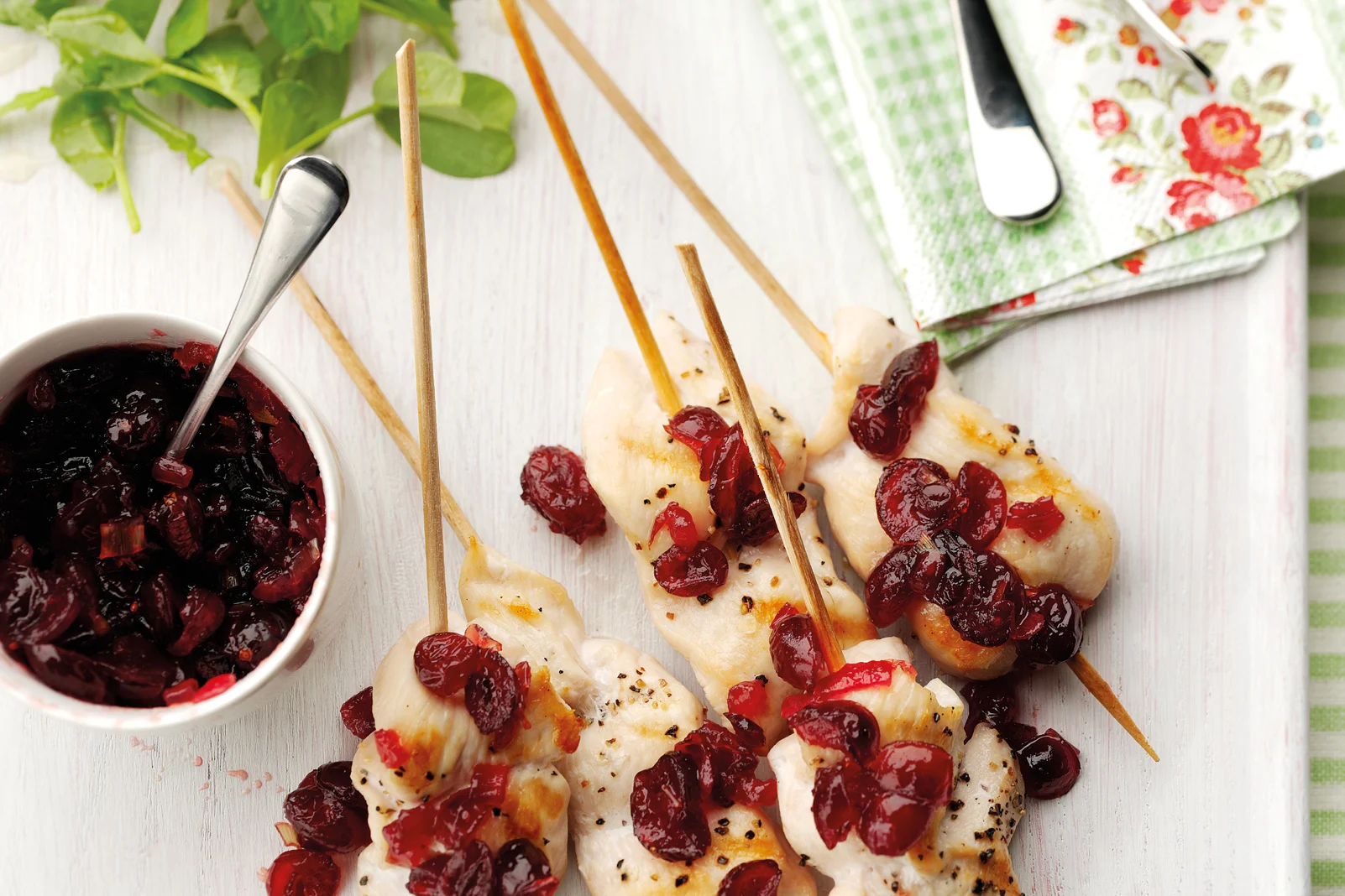 Chicken Skewers with Cranberry Chutney