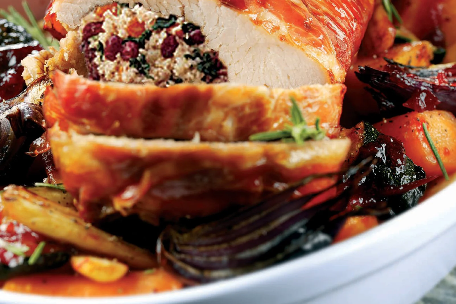 Roast Turkey with Parma Ham & Cranberry Glazed Root Vegetables