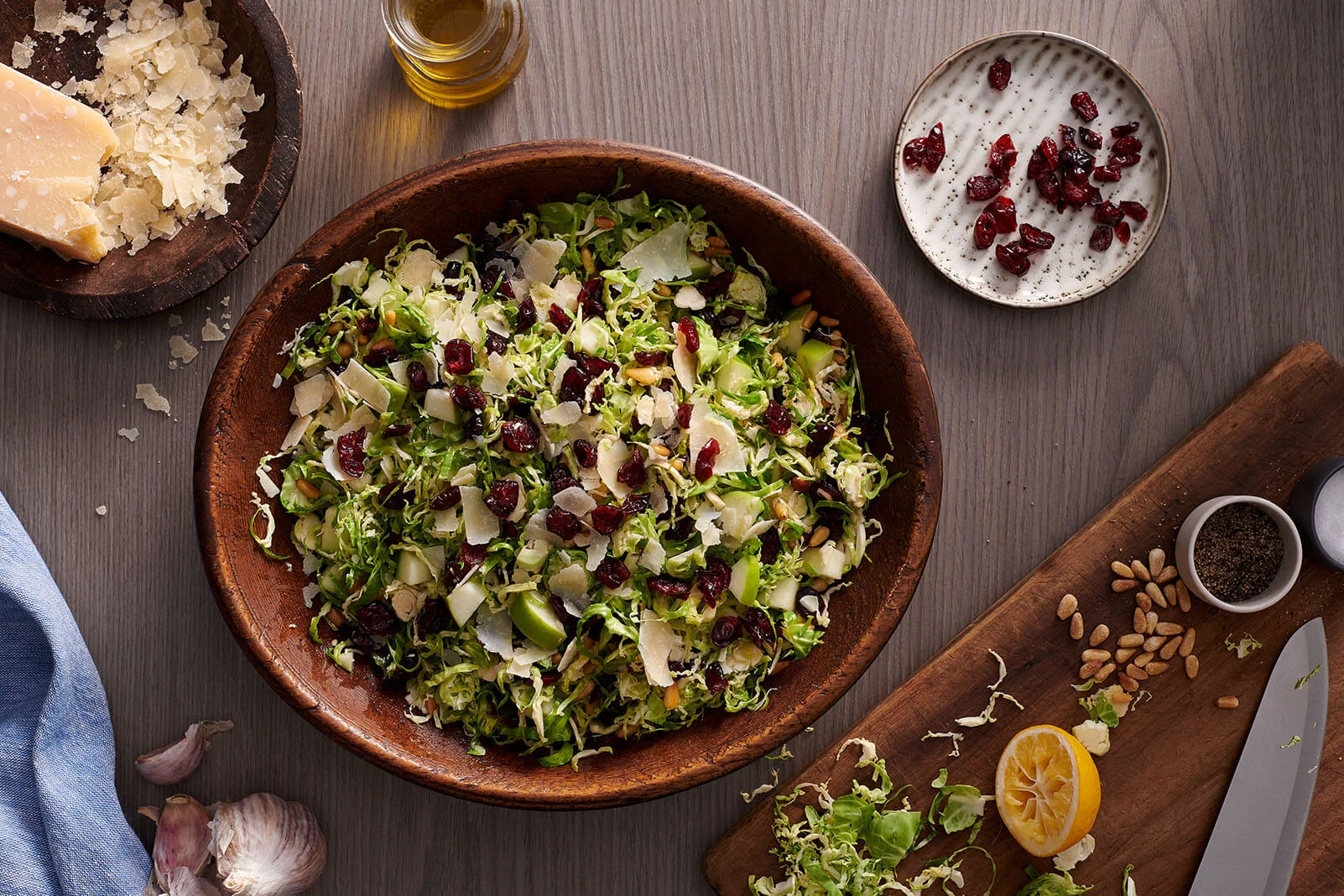 Cranberry and Apple Shaved Brussels Sprouts Salad 