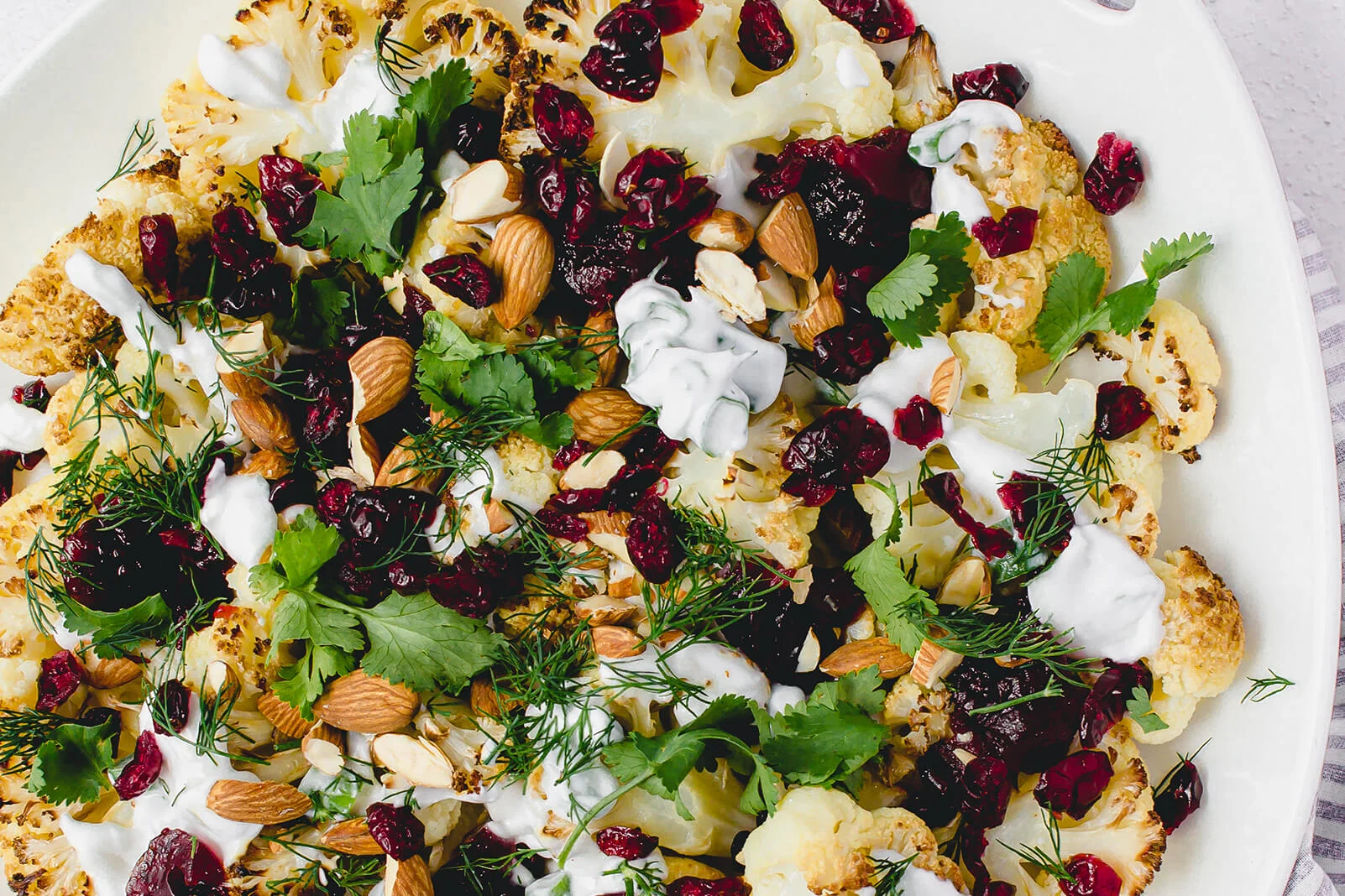 Roasted Cauliflower, Cranberry & Almond Salad