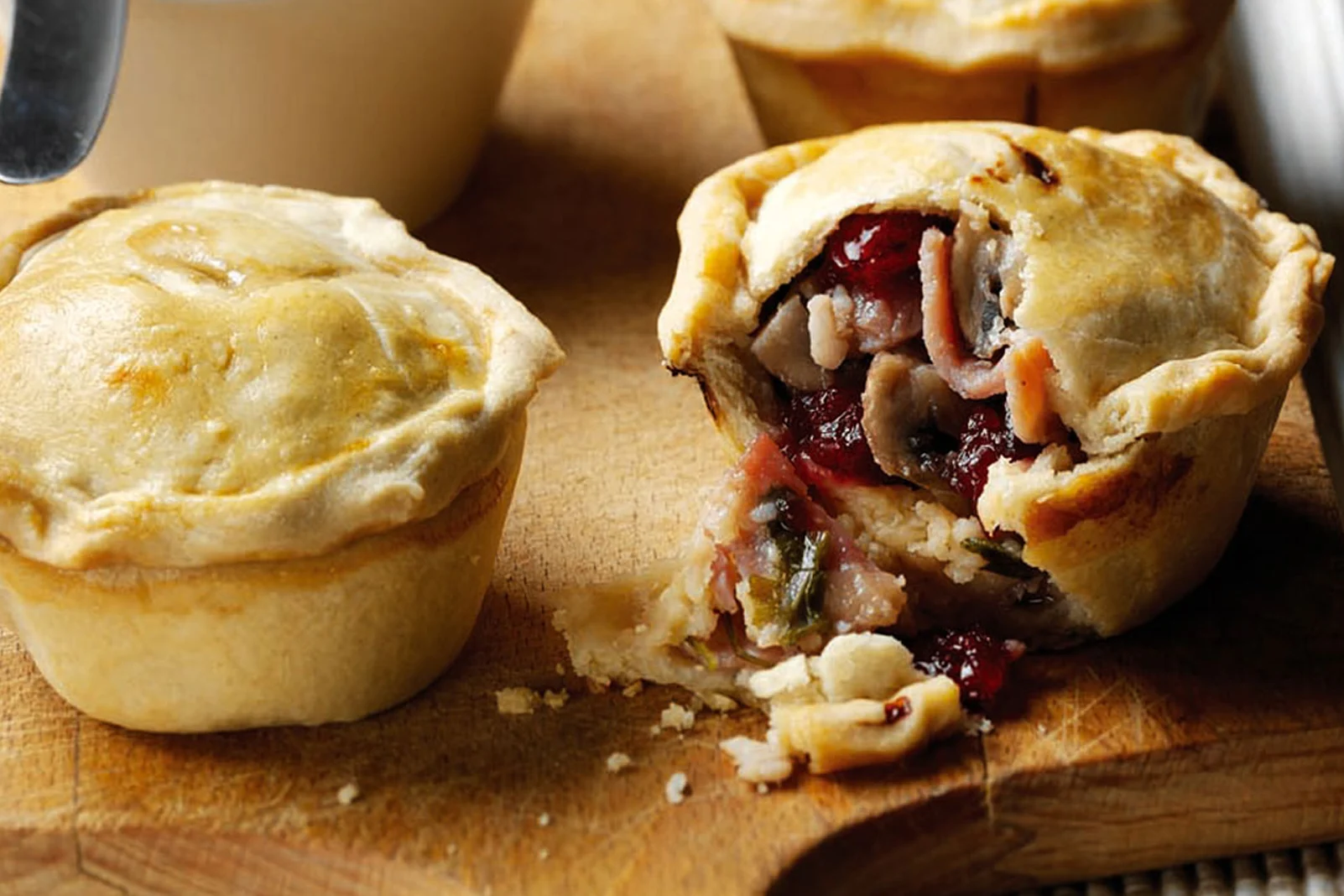 Cranberry, Cheese & Bacon Pies