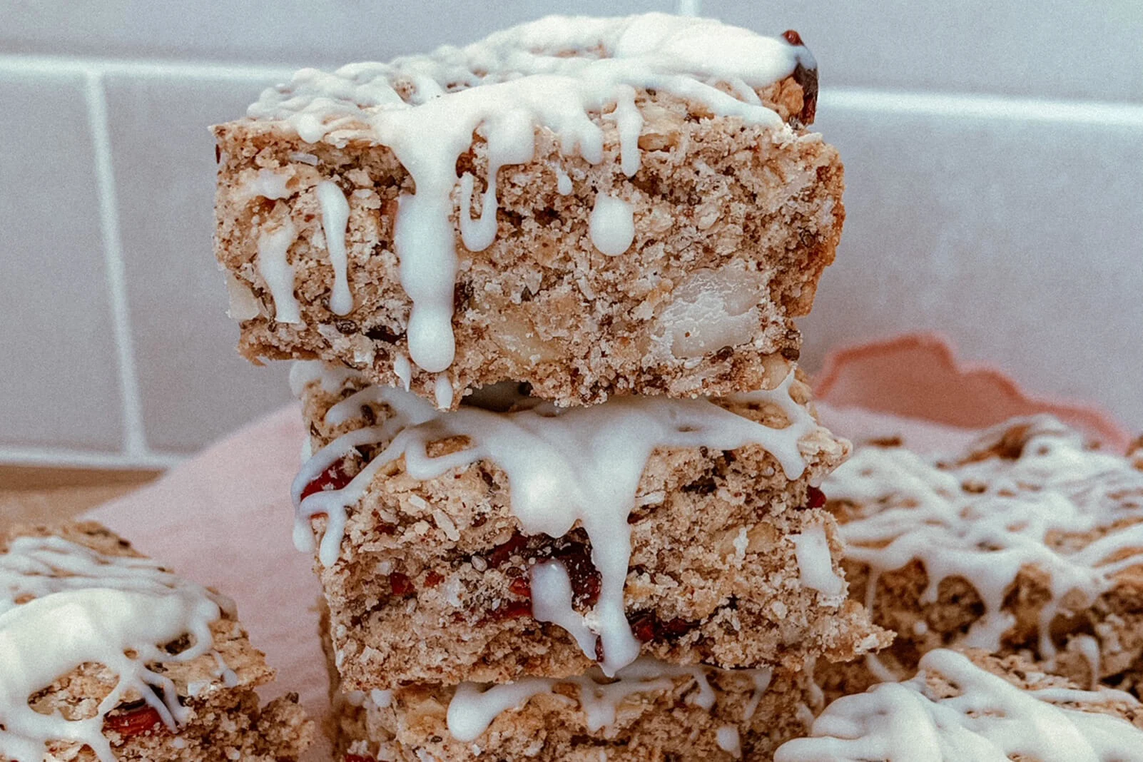 Cranberry, White Chocolate and Macadamia Oat Bars