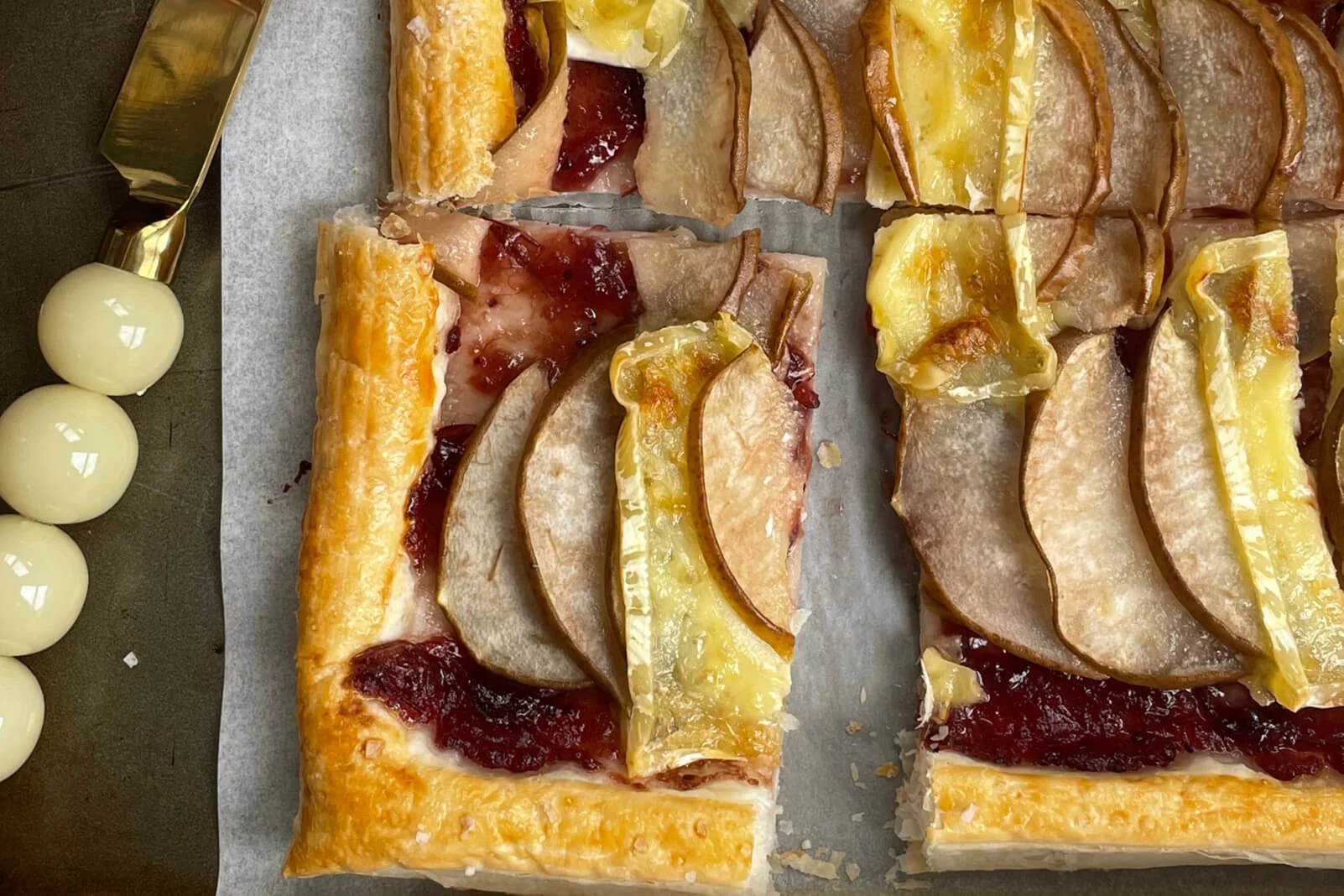 Pear, Brie & Cranberry Puff Pastry Tart