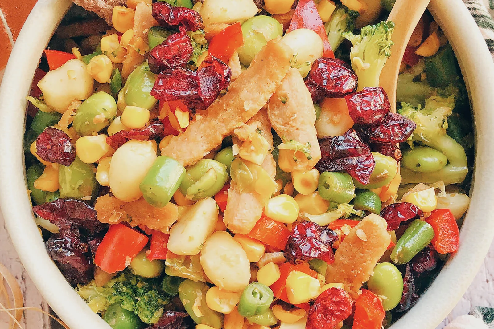 Warm Rainbow Salad with Cranberries