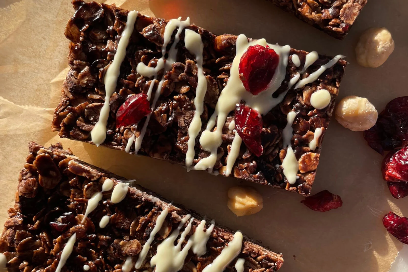 No Bake Choc Hazelnut Cranberry Bars