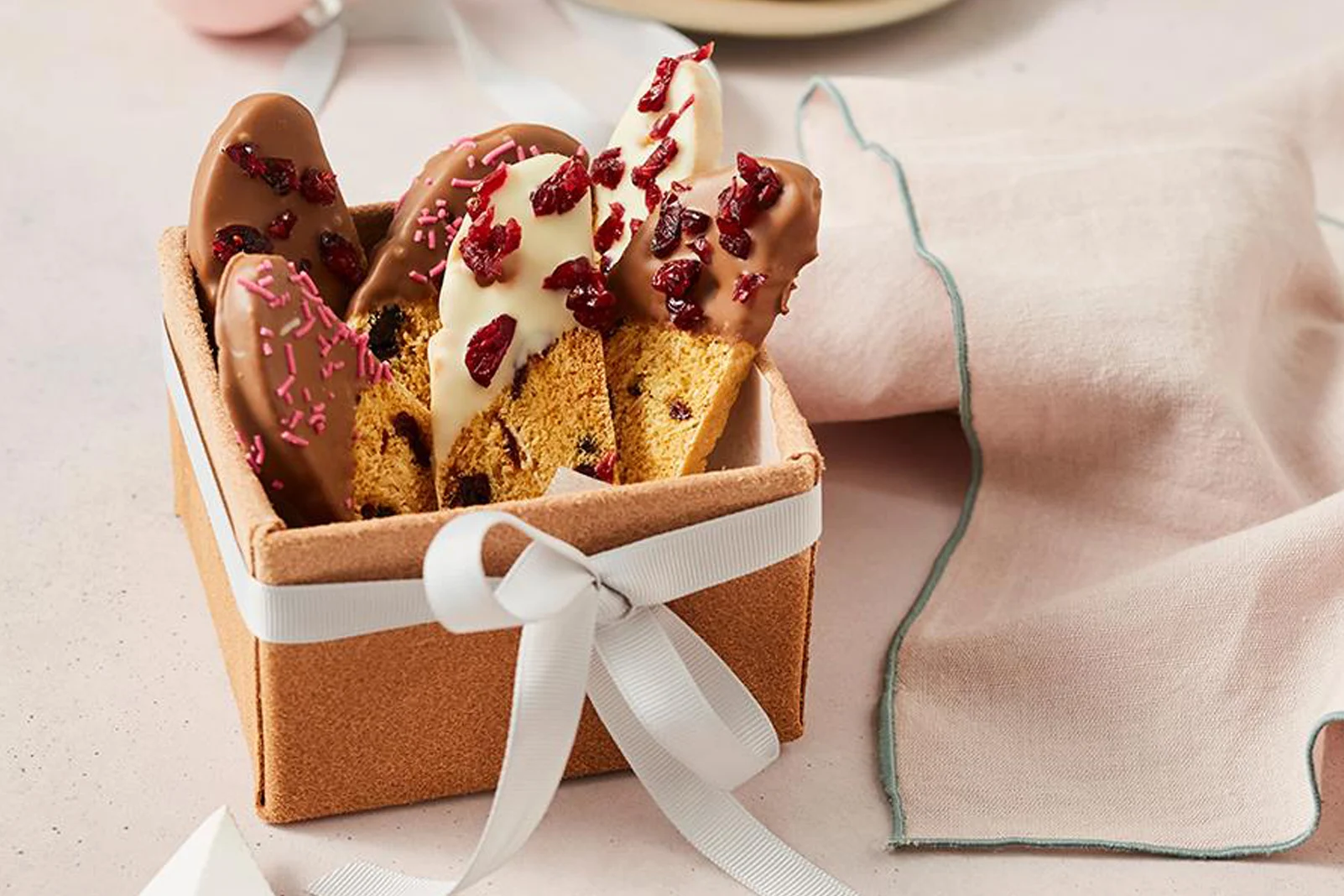 Biscotti with chocolate and cranberries