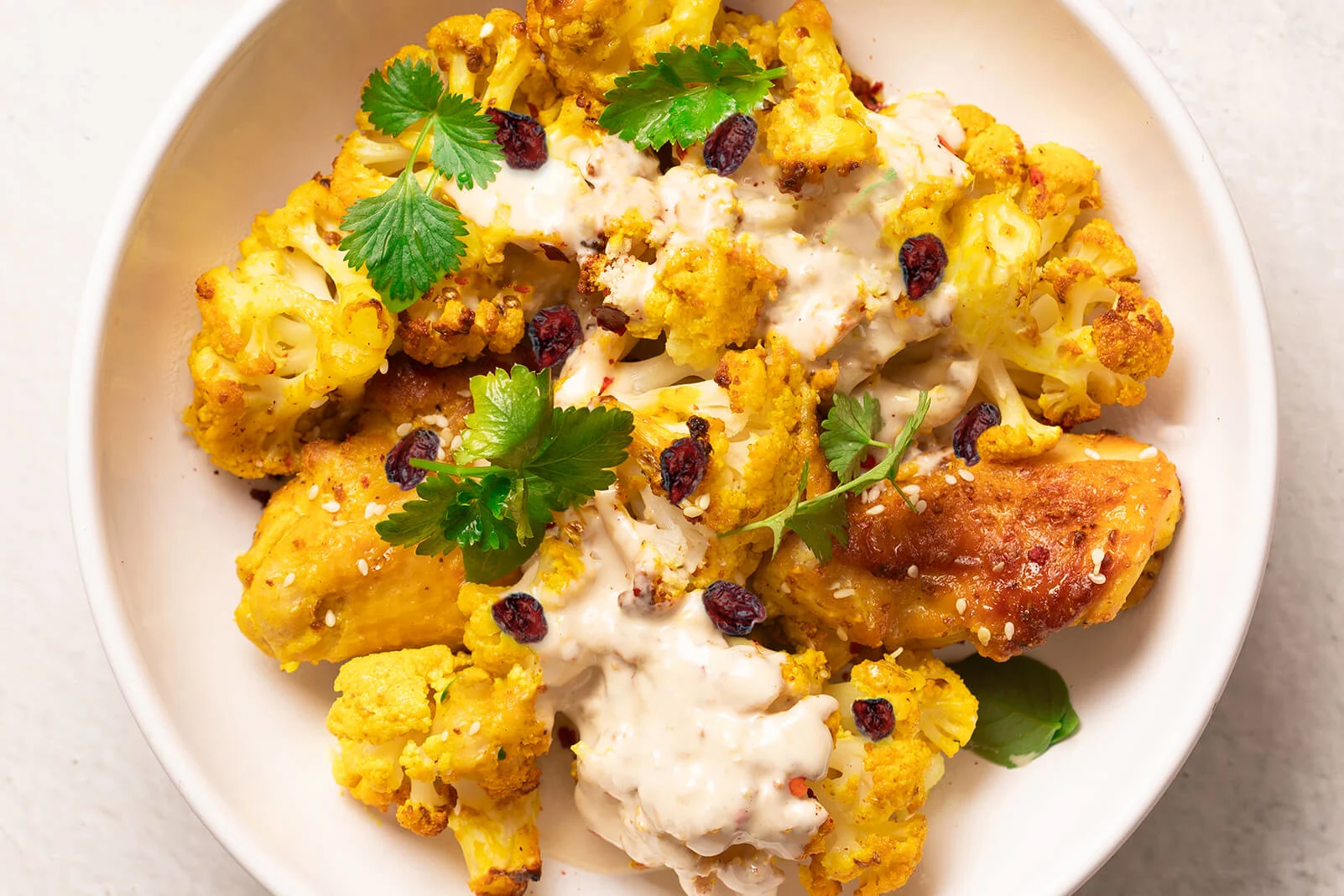 Moroccan Baked Cauliflower with Cranberries